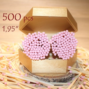 500 pastel pink tip birthday party wedding design favors.Pastel rose head jar matches.natural wood stick 1.95 candle matches,matches supply image 2