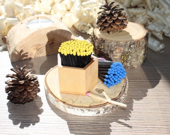 Mini pentagonal matches storage wooden box. Matches gift small box.Smoking accessory.