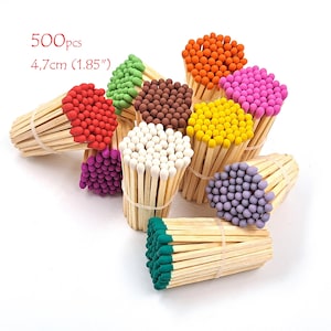 500 cerillas de madera con punta de color - 10 colores (50 unidades cada una), 4,7 cm (1,85") para velas y decoración de bodas