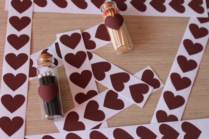 Match striker candle jar crafts brown paper. Self-adhesive brown color heart. 1 striker for handicrafts match holder image 9