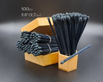 100 embouts noirs pour cadeaux de fête, artisanat, mariage, décoration d'Halloween, allumettes noires. Les allumettes sont idéales pour bricoler des bocaux d'apothicaire. 3,8"