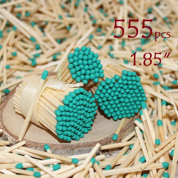 555 allumettes pour pot de mariage turquoise bouts. Assortiments personnalisés pour panier-cadeaux de bougies. Bâtons en bois naturel de 1,85 po.