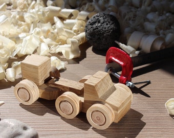 Natural wooden handmade small car.Mini toy best birthday gifts.