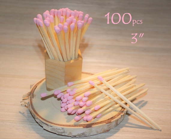 100 fiammiferi in legno lungo punta rosa pastello per arredamento  domestico, bomboniere, artigianato design scatola di fiammiferi riempimento  bastoncini in legno naturale 3 fiammiferi di candela -  Italia