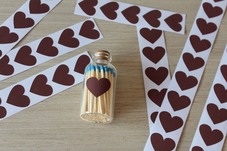 Match striker candle jar crafts brown paper. Self-adhesive brown color heart. 1 striker for handicrafts match holder image 6