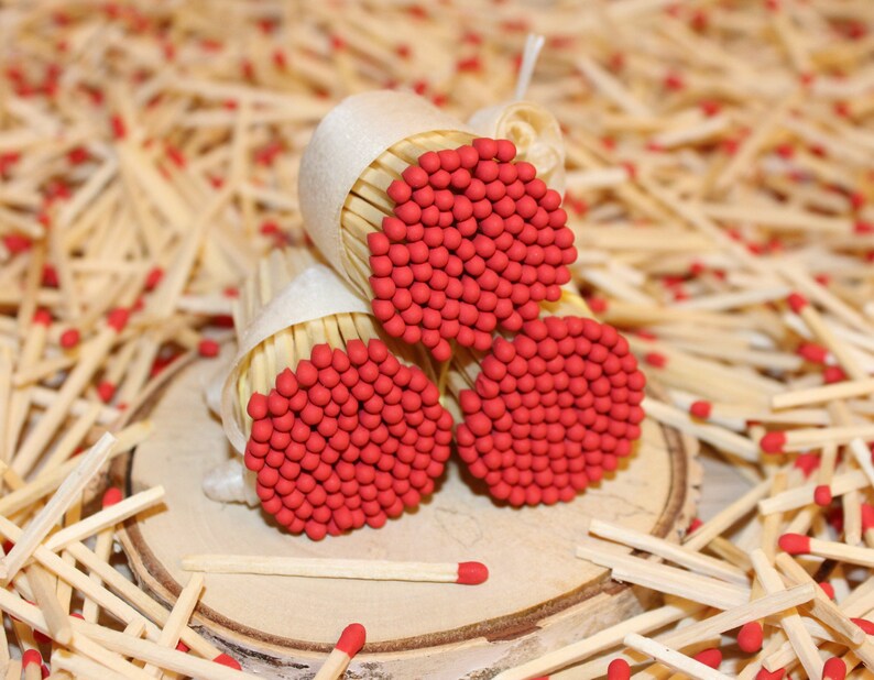 555 Red tips wedding matches. Scarlet head Apothecary jar matche 555 Red tips wedding matches. Scarlet head Apothecary jar matche