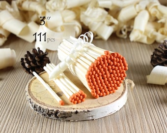 Orange tips real long decorative perfect wedding 3" matches.Matches good for crafts making.Halloween decor. 111pcs.