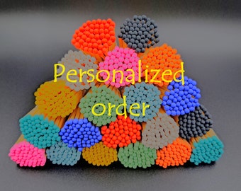 1.95" 1000pcs matches colorful tips. 10+1 brown Striking paper. Special order, Special agreement.