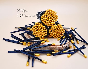 Gold Tip Black Wooden Matches 500pcs– 4,9cm (1.95") Sticks for Candle Use, Weddings & Home Decor