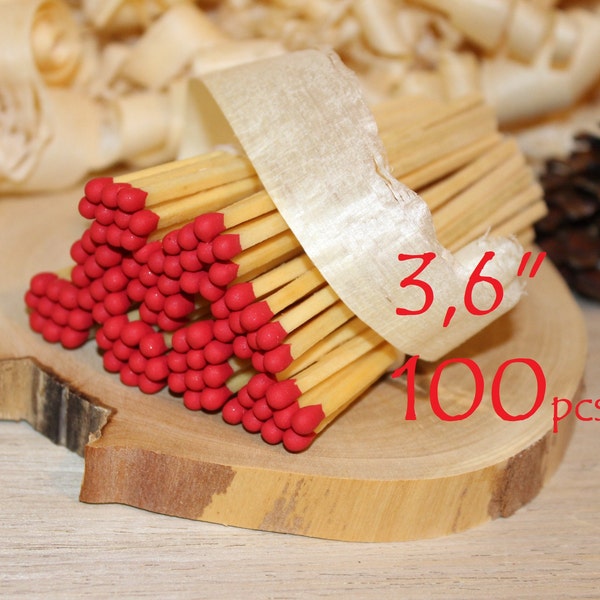 100 red tips party wedding candle jar matches.Personalized custom candle gifts basket matches.Natural wood sticks 3.6"