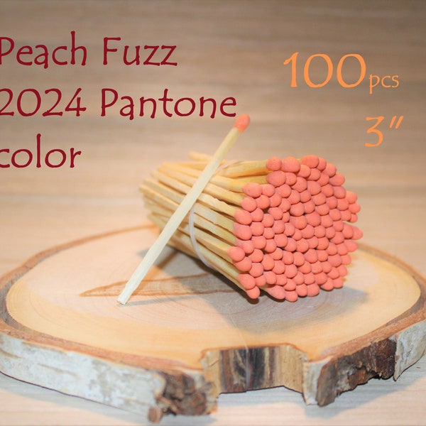 100 Peach Fuzz tip party wedding long matches. Apothecary jar pink peach matches. coral tip candle matches. Length 3". 2024 Pantone color