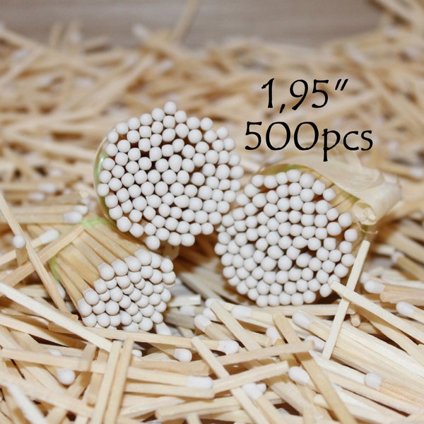 500 White tips design birthday party wedding matches. candles jar matches. natural wood matchsticks 1.95" candle matches, matches supply.