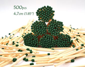 Fiammiferi per candele - 500 bastoncini di legno con punta verde scuro da 4,7 cm (1,85") per decorazioni per matrimoni e casa