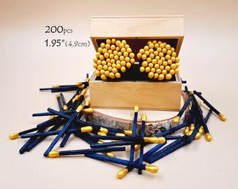 Candle Jar Matches – 200pcs Gold Tip Black Wooden Sticks 4,9cm (1.95") for Wedding & Home Decor