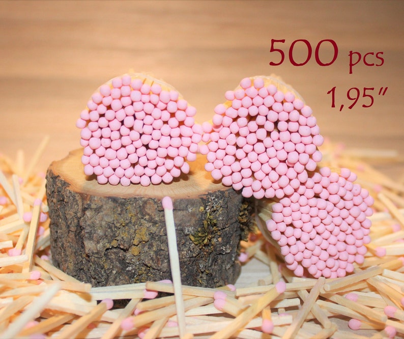 500 pastel pink tip birthday party wedding design favors.Pastel rose head jar matches.natural wood stick 1.95 candle matches,matches supply image 6