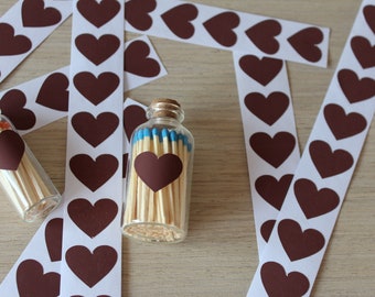 Match striker candle jar crafts brown paper. Self-adhesive brown color heart. 1" (2.5cm) striker for handicrafts match holder. 20 pcs