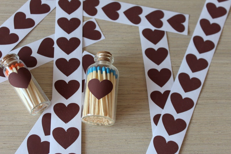 Match striker candle jar crafts brown paper. Self-adhesive brown color heart. 1 striker for handicrafts match holder image 3
