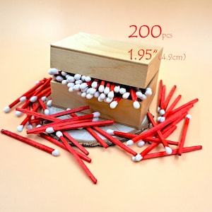 Allumettes pour pots à bougies – 200 pièces Bâtonnets en bois rouge, pointe blanche, 4,9 cm (1,95 po.) pour mariage et décoration d&#39;intérieur