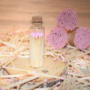 500 pastel pink tip birthday party wedding design favors.Pastel rose head jar matches.natural wood stick 1.95 candle matches,matches supply image 4