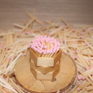 500 pastel pink tip birthday party wedding design favors.Pastel rose head jar matches.natural wood stick 1.95 candle matches,matches supply image 5