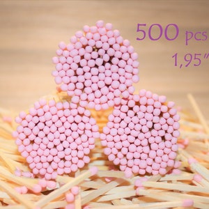 500 pastel pink tip birthday party wedding design favors.Pastel rose head jar matches.natural wood stick 1.95 candle matches,matches supply image 1