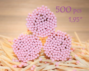 500 pastel pink tip birthday party wedding design favors.Pastel rose head jar matches.natural wood stick 1.95" candle matches,matches supply