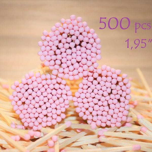 500 pastel pink tip birthday party wedding design favors.Pastel rose head jar matches.natural wood stick 1.95" candle matches,matches supply