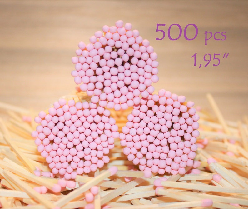 500 pastel pink tip birthday party wedding design favors.Pastel rose head jar matches.natural wood stick 1.95 candle matches,matches supply image 1