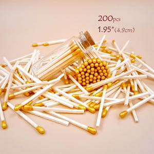 Allumettes pour pots de bougies – 200 pièces de bâtons en bois, pointe dorée, 4,9 cm (1,95 po.) pour mariage et décoration d&#39;intérieur