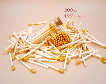 Candle Jar Matches – 200pcs Gold Tip Wooden Sticks 4,9cm (1.95") for Wedding & Home Decor