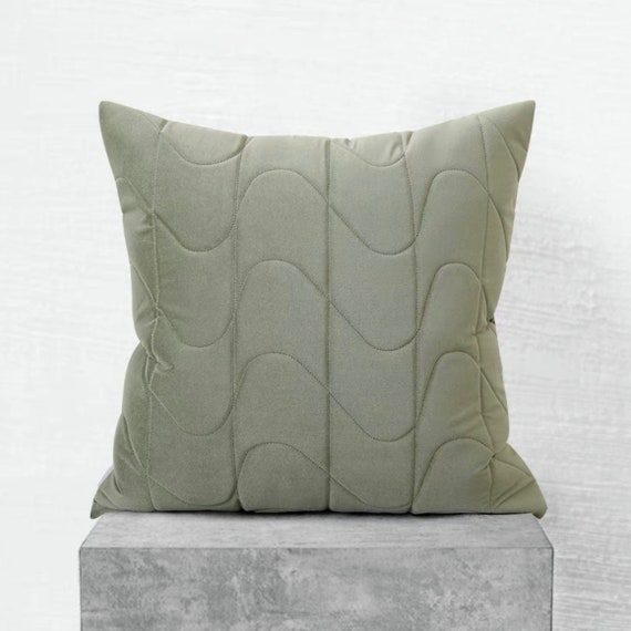 Green Stripe Geometric Cushion Abstract Contemporary Pillow Case