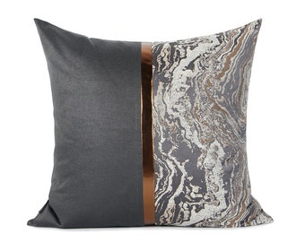 Grey Marble Cushion Contemporary Pillow Case Rectangle Modern Cushion Cover Rustic cushion for livingroom 50x50cm