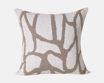 Beige boucle Jacquard Cushion Geometric Pillow Case Contemporary Boho Cushion Cover 50x50cm