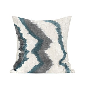 Blue and White Embroidered Cushion