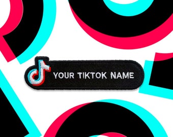 TIKTOK personalised stick or sew patch. The perfect accessory for the social media fans.. wear your username with pride!