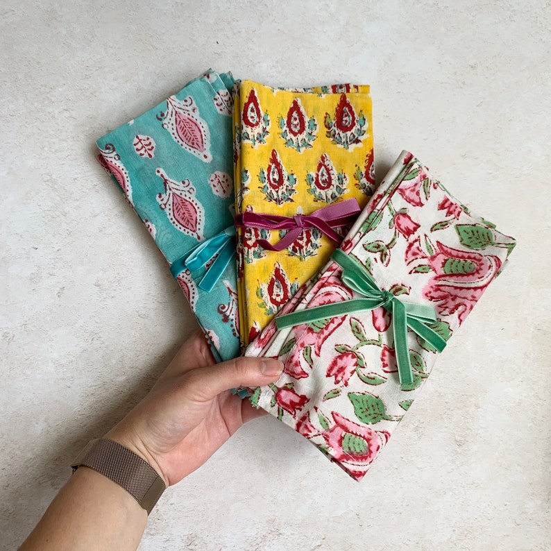 Block Print Napkin Cotton Napkins Boho Table Setting Etsy