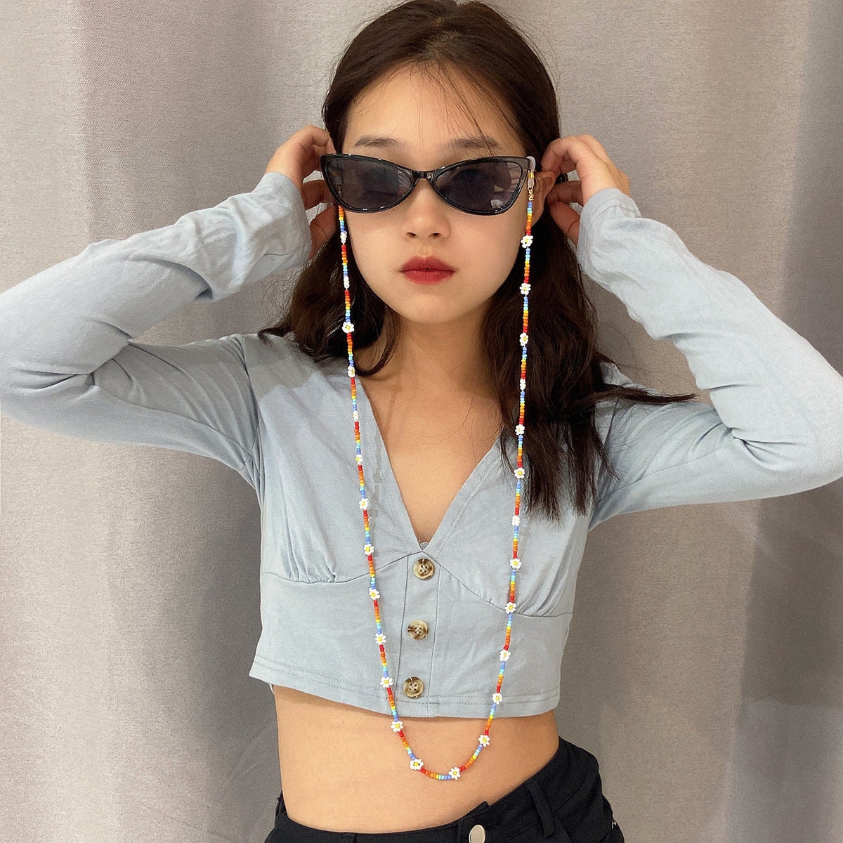 Flower Beaded Sunglasses Chain Boho Chic Sunglasses Cord | Etsy