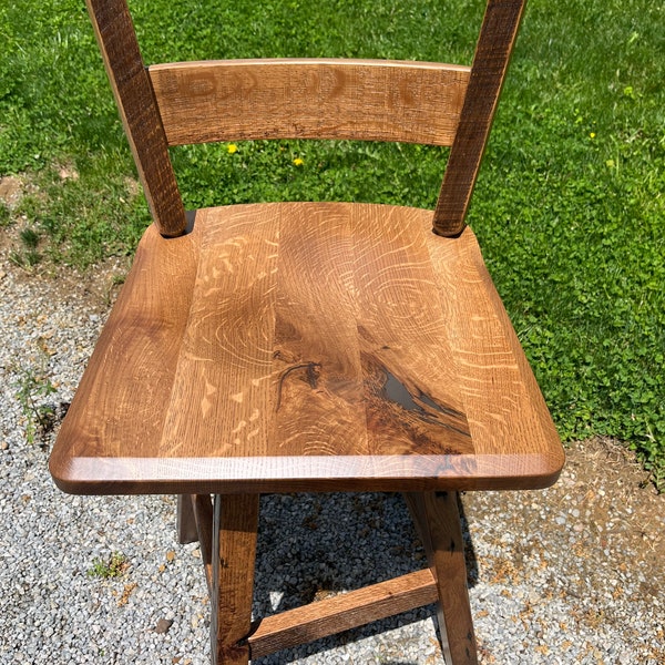 Amish Handcrafted Rough Sawn Oak Swivel Bar Stool
