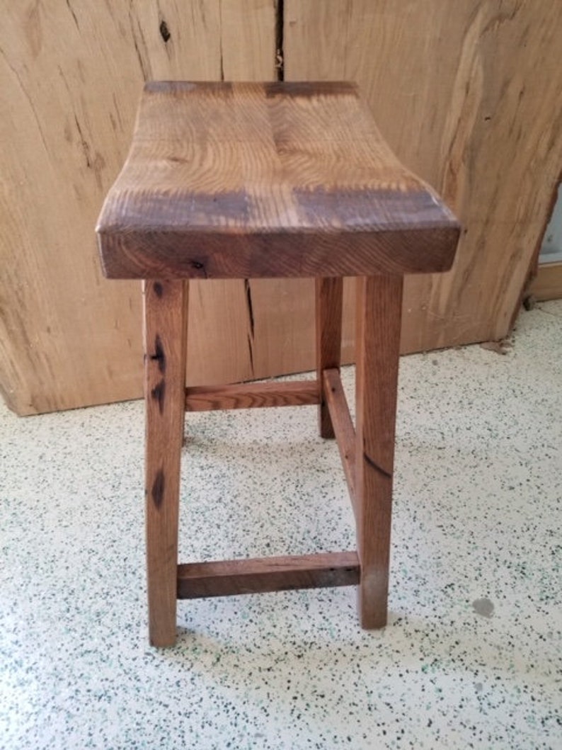 Amish Handcrafted Reclaimed Wood Bar Stools Rigid Seatfree Etsy