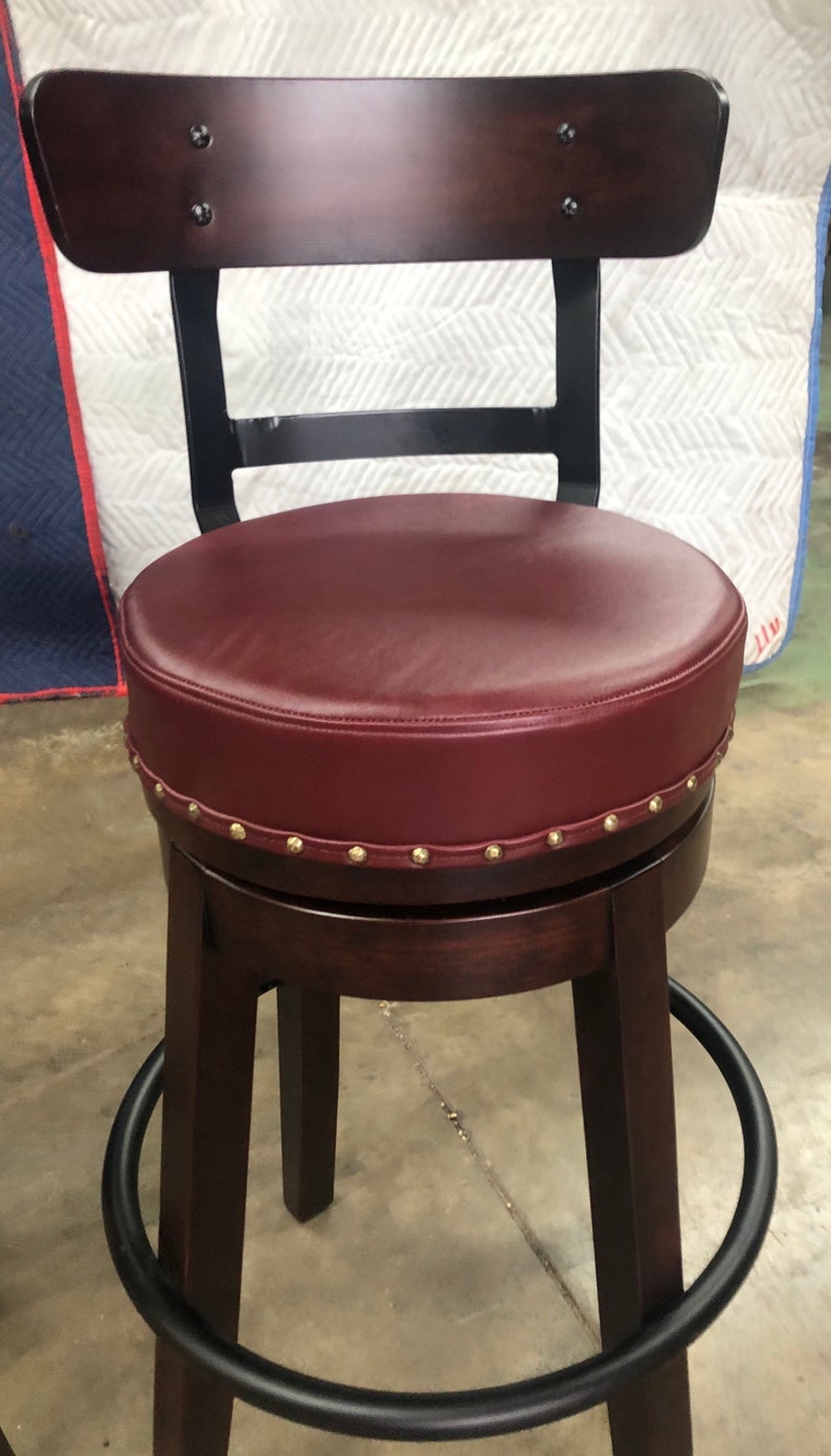 Amish Handcrafted Bar Stool with Cushion Swivel Seat and Etsy