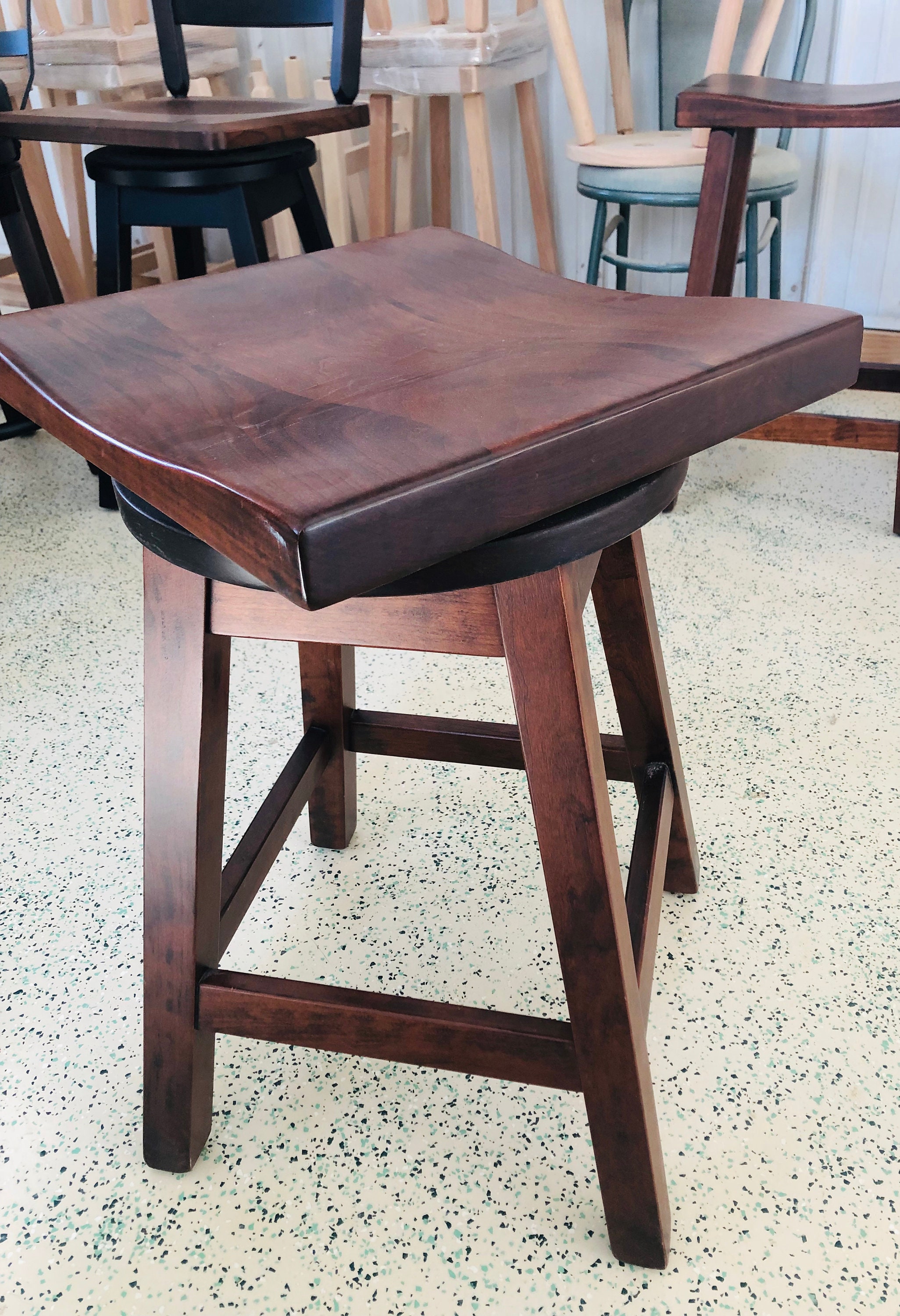 Amish Handcrafted Bar Stool Swivel Seat free SHIPPING Etsy