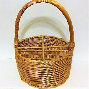 Basket 15&quot; Four Section Wicker Basket with Handle Vintage/Large Basket/Sectioned Basket/Wicker Basket/Rattan Basket/Basket,Country/Farmhouse