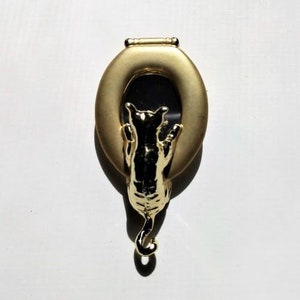 Vintage Cute Cat Pin 1980s AJC Gold Toned Brooch