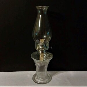 Vintage Lamplight Farms Clear Ribbed Glass Oil Lamp with Glass Chimney/Kerosene Lamp/Vintage Decor/Hurricane Lamp