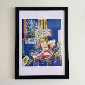 Vintage Framed Henri Matisse 30&quot;x 22&quot; Petit Interieur en Bleu 1947 Signed in Print Lombreuil France/Henri Matisse/Matisse Print