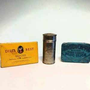 Vintage 1940s Tins Dill&#39;s Best, Edgeworth Extra, Colgate Shaving Stick/Collectible Tins/Tobacciana Collectables