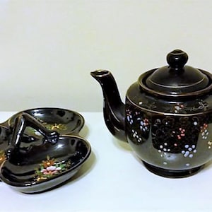 Redware 1940s Porcelain Teapot & Trinket Dish Japan/Redware Japan/Fine Are Ceramics/Vintage teapot