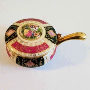 Antique Victorian Porcelain Silent Butler with Gold Trim/Crumb Catcher/Powder Bowl/Antique Collectibles