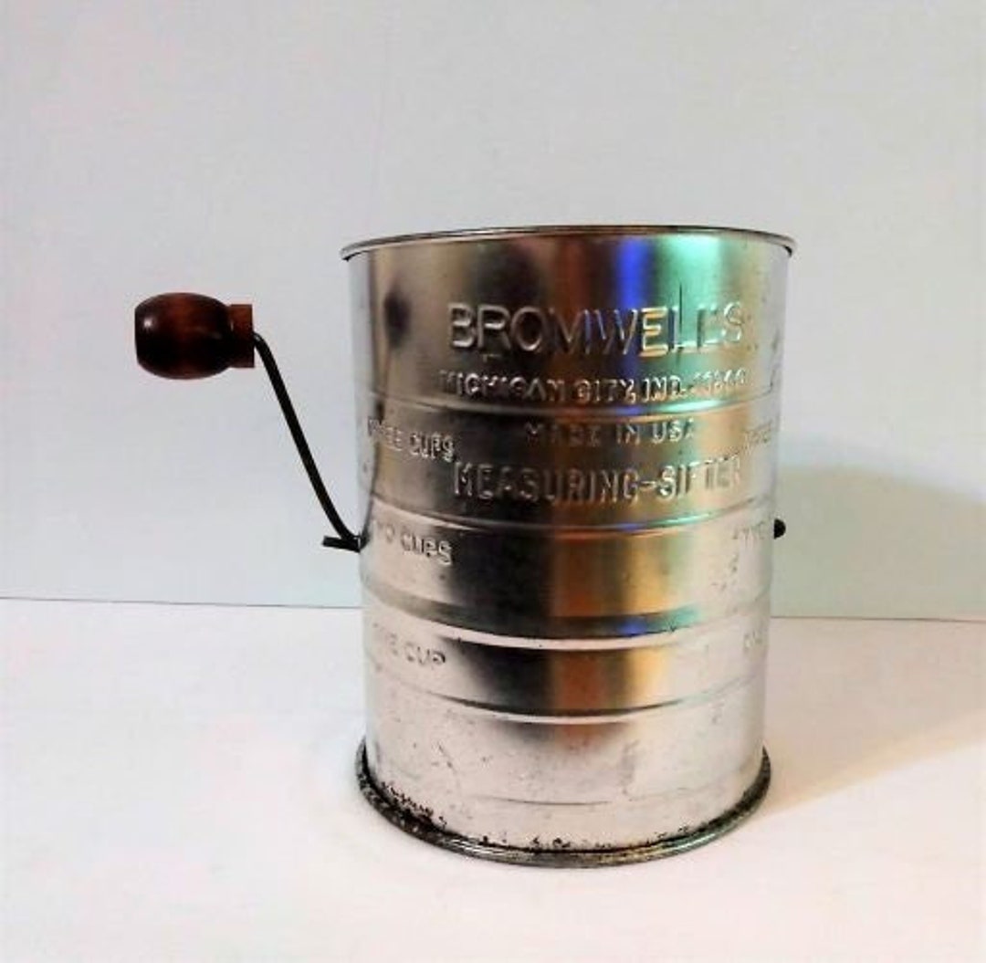 Vintage 1930s Bromwell's Three Cup Crank Flour Sifter Made in Usa