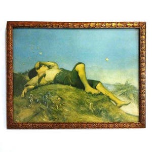 Antique 1800s &quot; The Shepherd Boy&quot; ( 1860) 17&quot; x 13&quot; Lithograph by Franz Von Lenbach (German, 1836- 1904)/Famous Art Print/Collectible Art